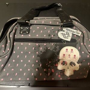 Loungefly old school bowler purse skull